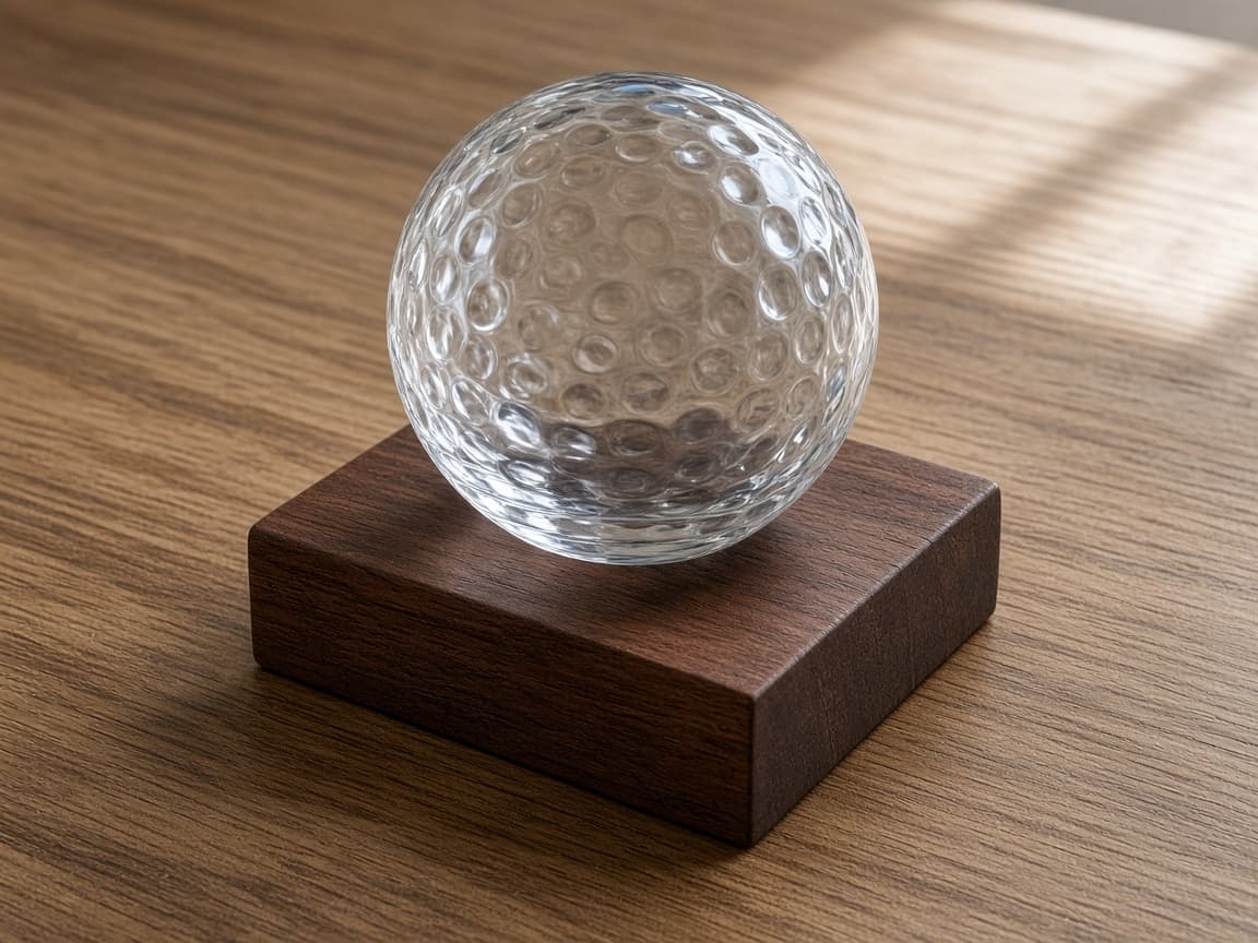 Clear Acrylic Golf Ball Award design concept, reverse side