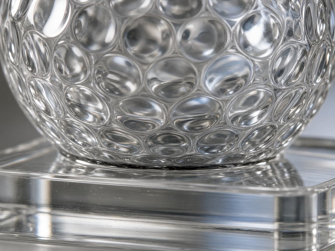 Clear Acrylic Golf Ball Award design concept, close-up of the clear acrylic