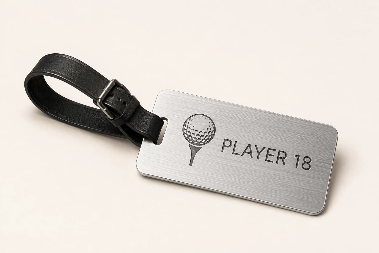 Custom Engraved Golf Bag Tags design concept in brushed metal or acrylic