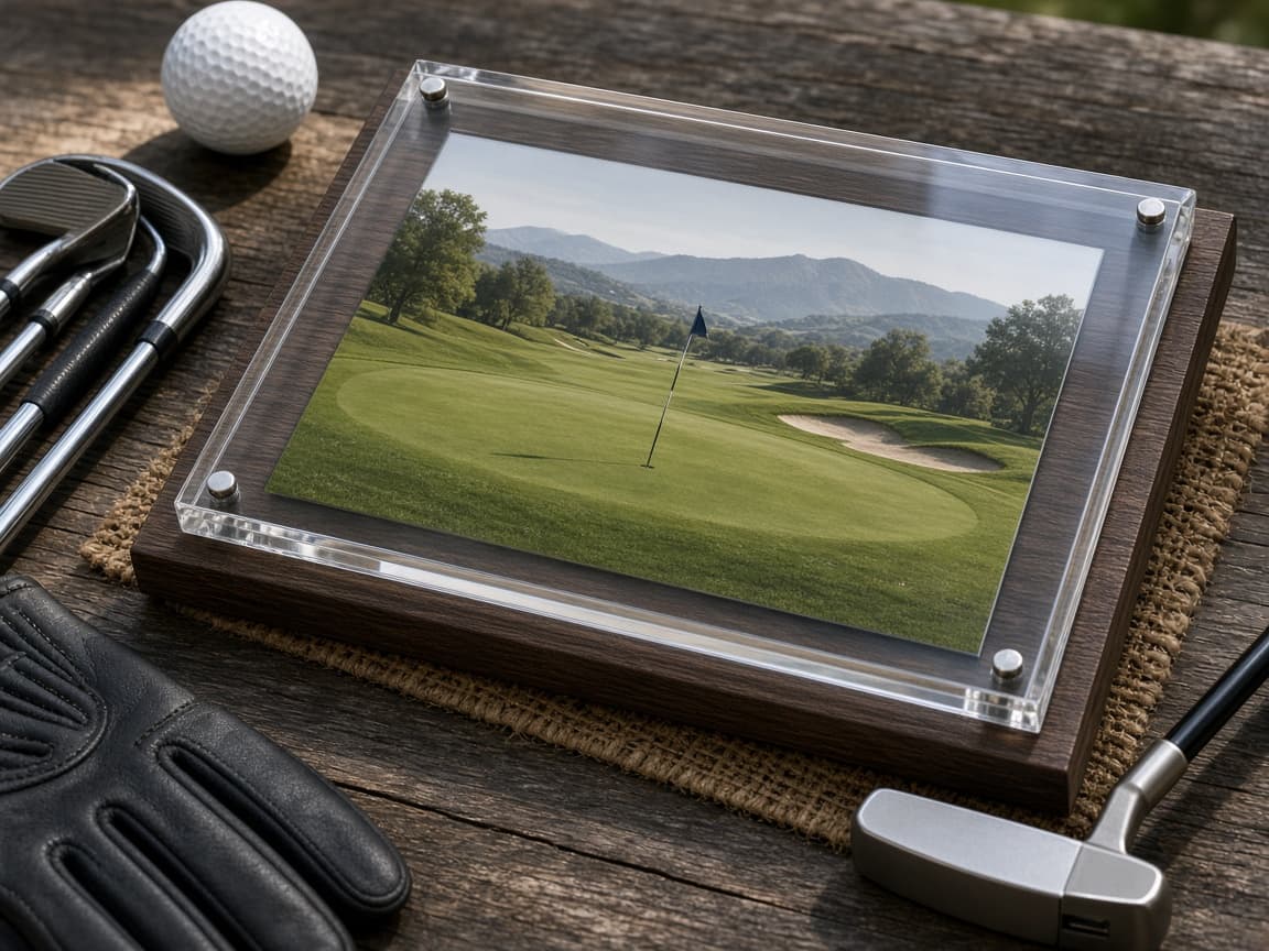 Golf Team Photo Plaque design concept, reverse side