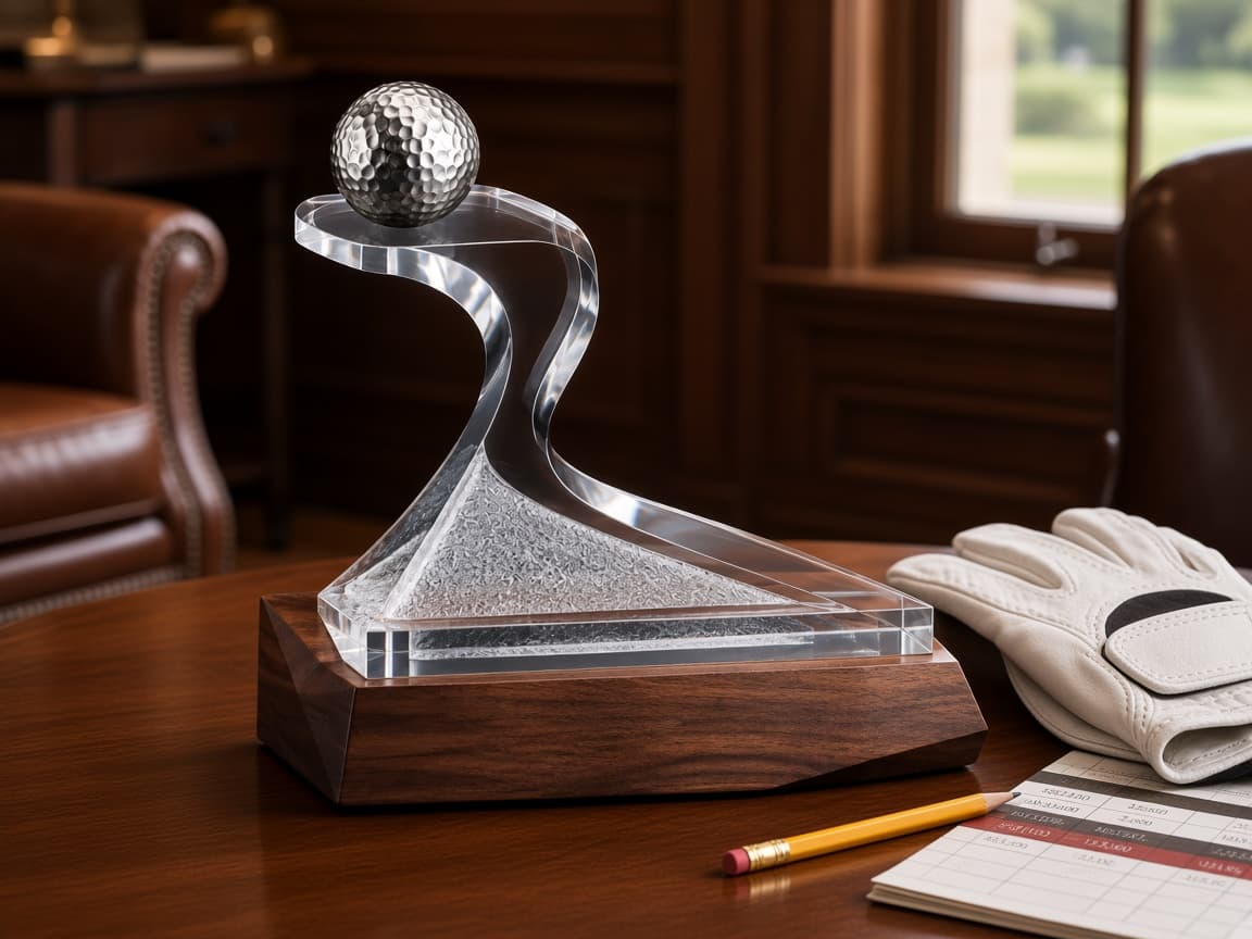 Club Championship Trophy design concept beside everyday objects for scale